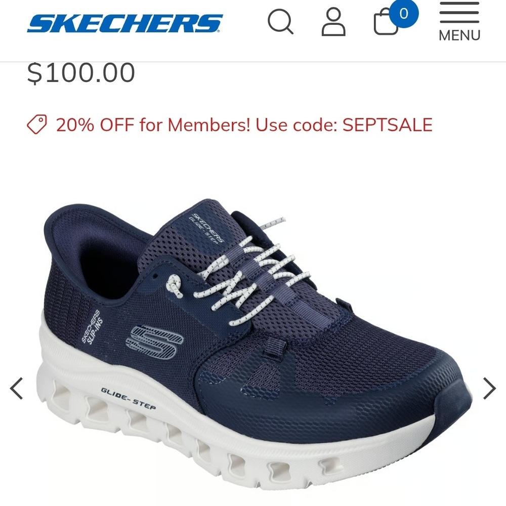 NWT Men's Skechers Dark Blue Glide-Step Athletic Shoes Wide Fit Size 8.5